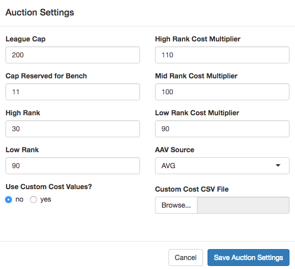 Uploading Custom Auction Values - Fantasy Football Analytics